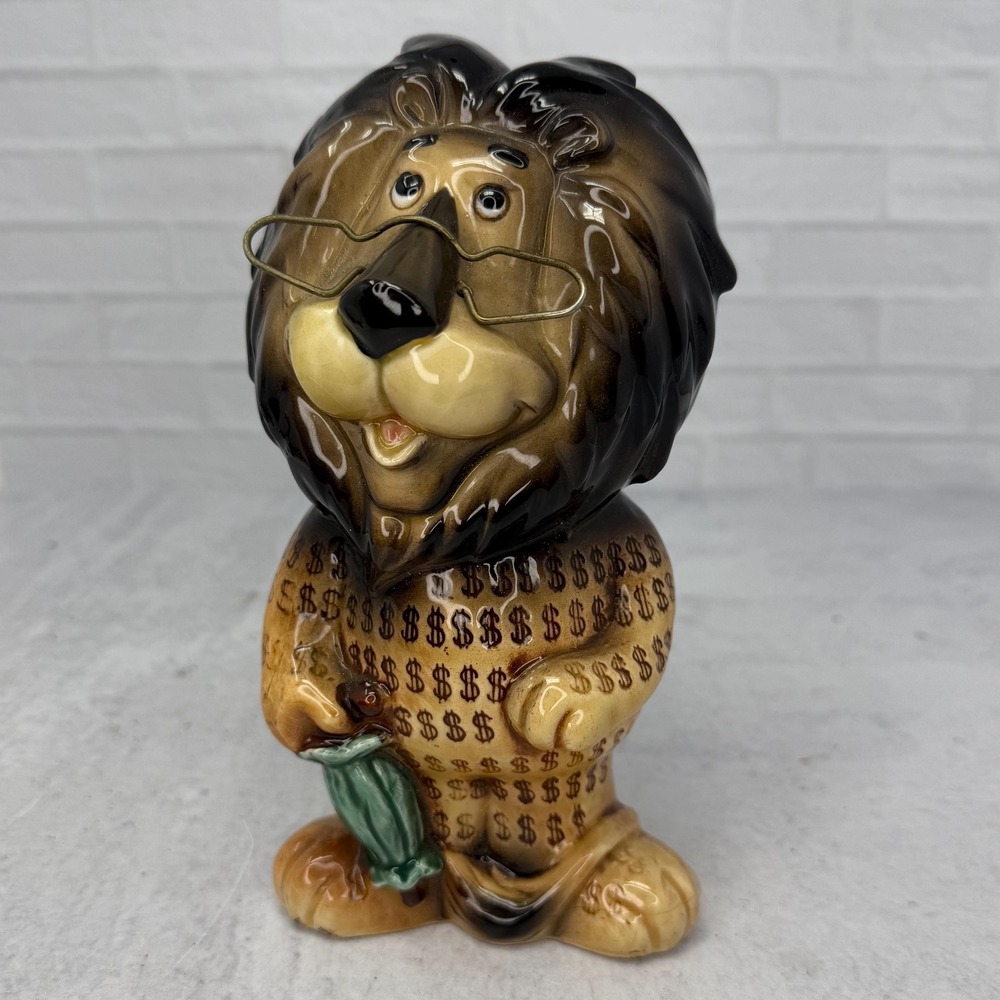 Vintage Harris Bank Hubert the Lion Coin Bank by Lefton 1960s